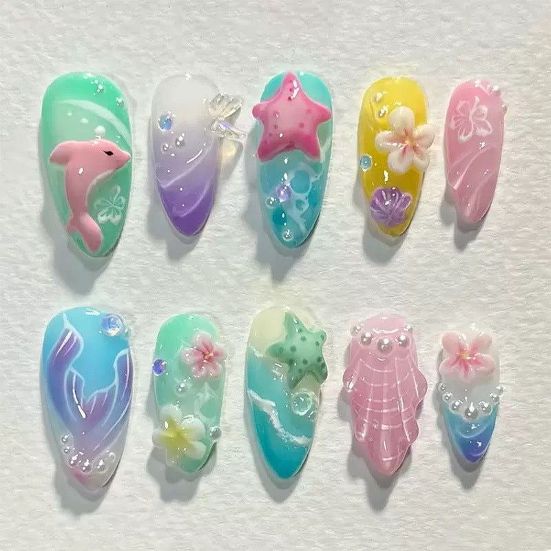 Blumen-Design Dekorative Press-On Nagelset