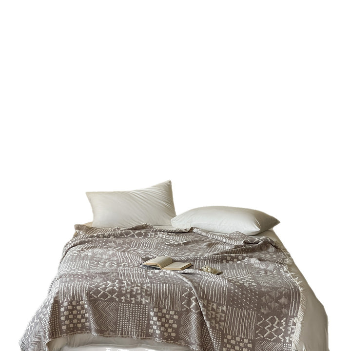 Fringed Jacquard Baumwollmischung Wurfdecke