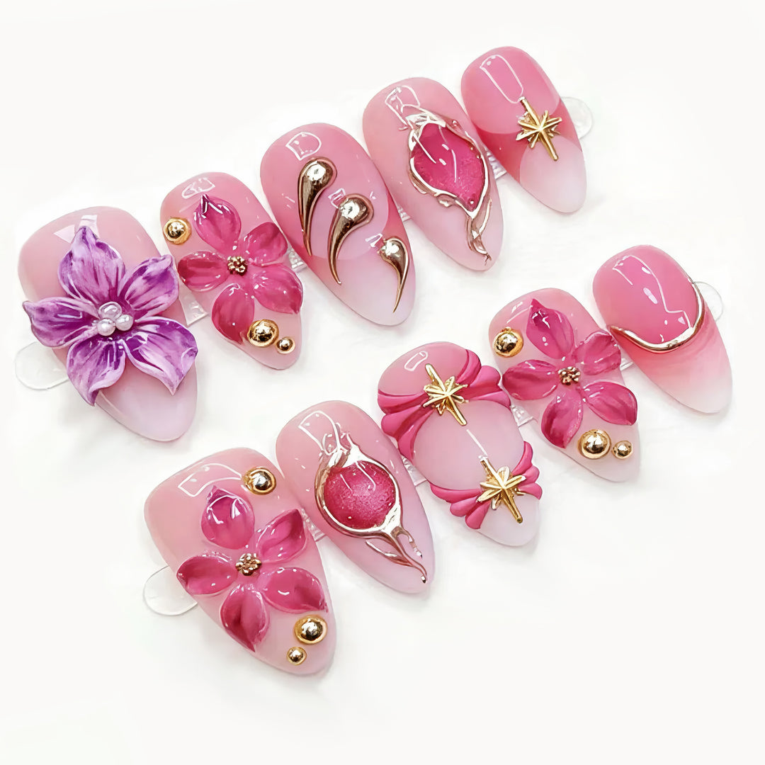Floral 3D Press-On Nagelkunst Set Karnz