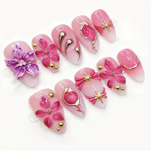Floral 3D Press-On Nagelkunst Set Karnz