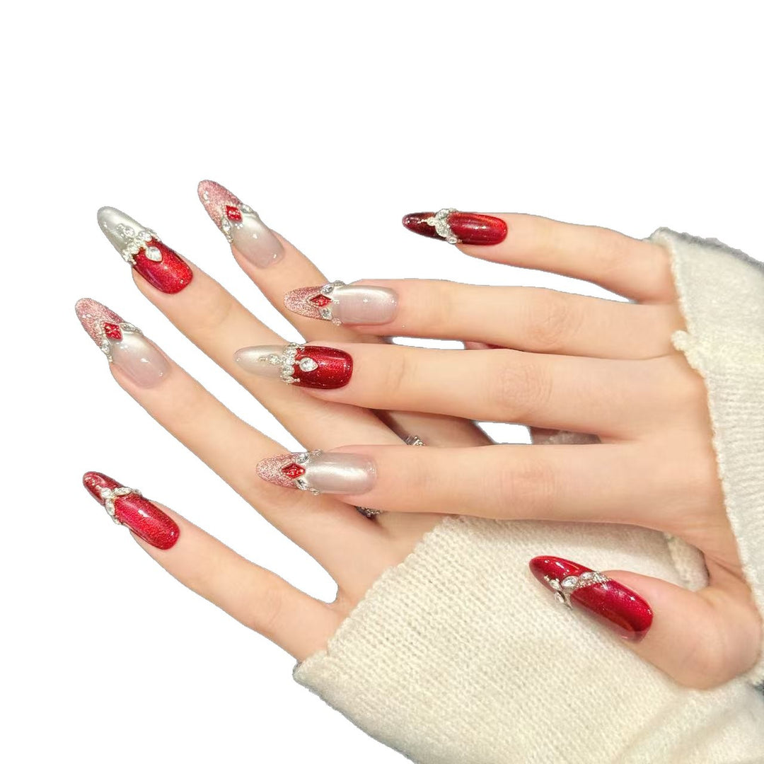 Glamouröses Press-On Nagelkunstset mit Strassakzenten  1791773888