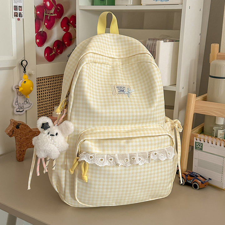 Lässiger Vintage Gingham Print Rucksack Karnz