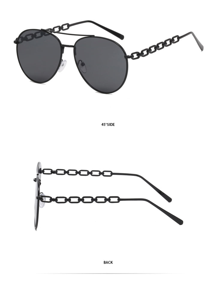 Damen Oversized Sonnenbrille mit modischem Kettenrahmen Karnz