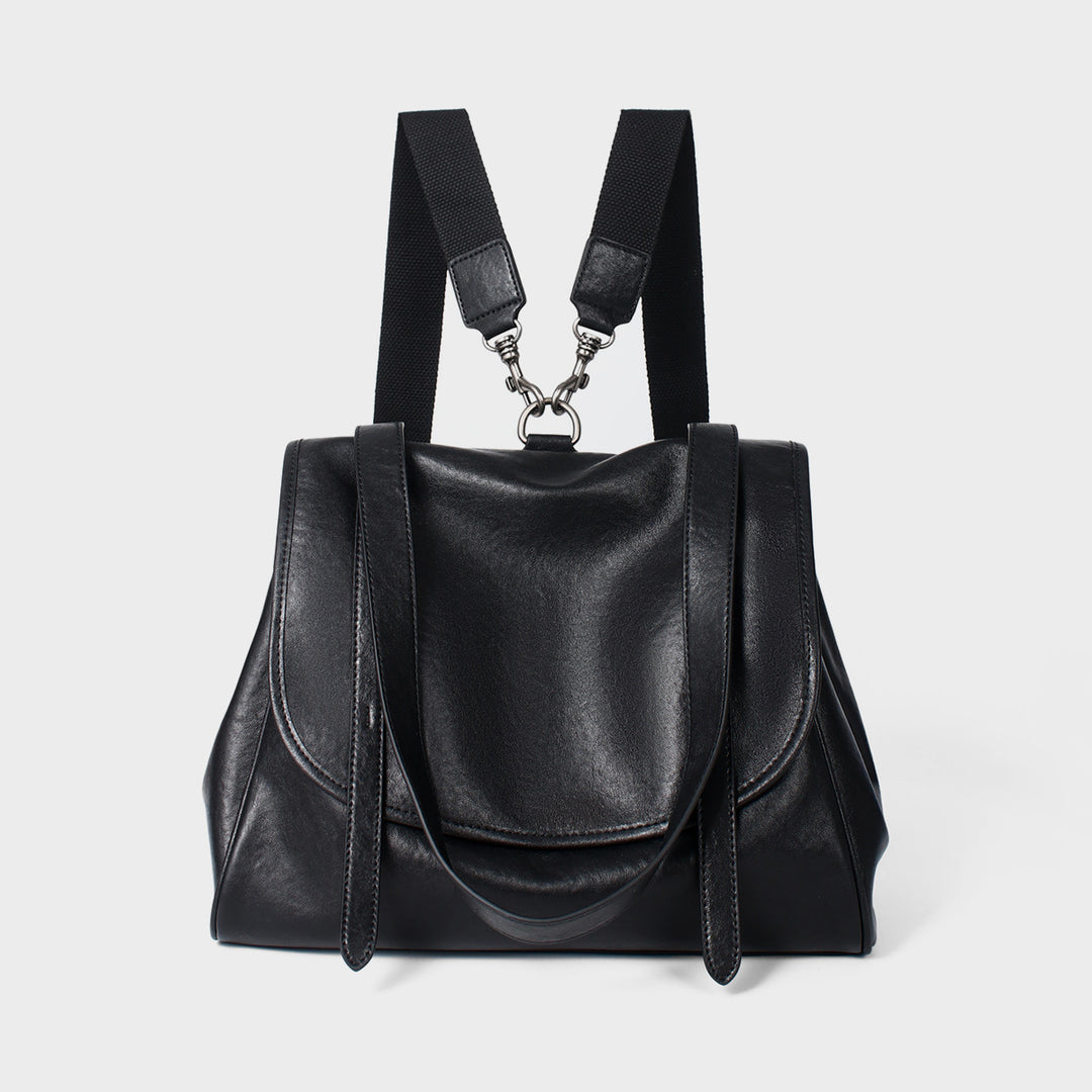 Umwandelbare Glatte Leder Klappe Tote Rucksack mit Abnehmbaren Gurtstraps