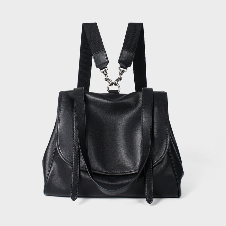 Umwandelbare Glatte Leder Klappe Tote Rucksack mit Abnehmbaren Gurtstraps