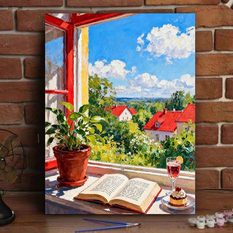 Scenic Window View Leinwand Druck Karnz