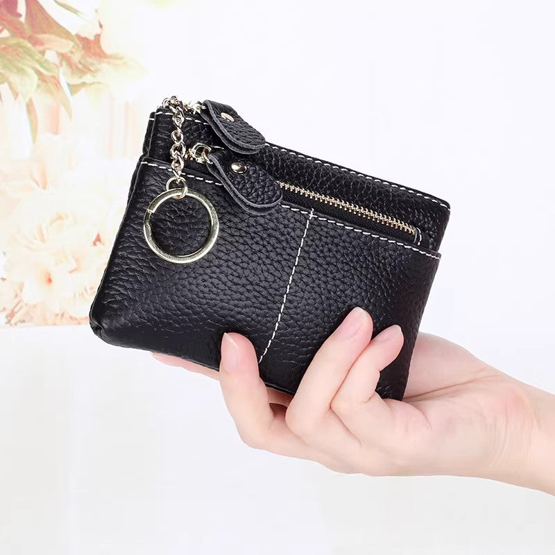 Premium Doppel-Zipper Leder Münzbeutel
