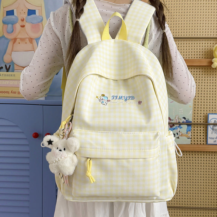 Süße Gingham-Muster Rucksack Karnz