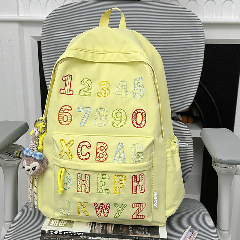 Verspielter Alphabet Bestickter Rucksack