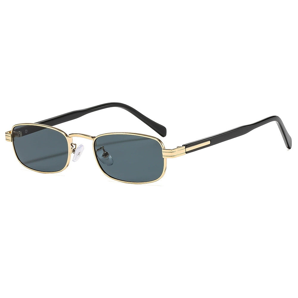 Damen modische Sonnenbrille mit stilvollem Metallrahmen und orangefarbenen Gläsern Karnz