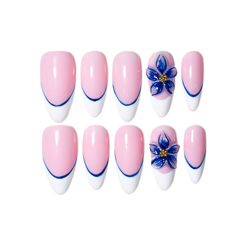 Elegantes mandelförmiges Press-On-Nagelset Karnz