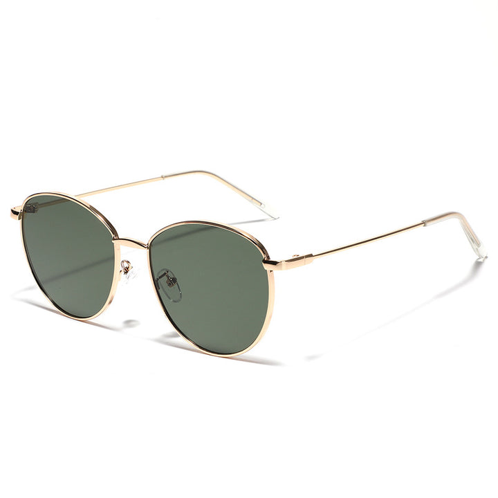 Damen runde Sonnenbrille mit schmalem Metallrahmen und polarisierten Gläsern Karnz