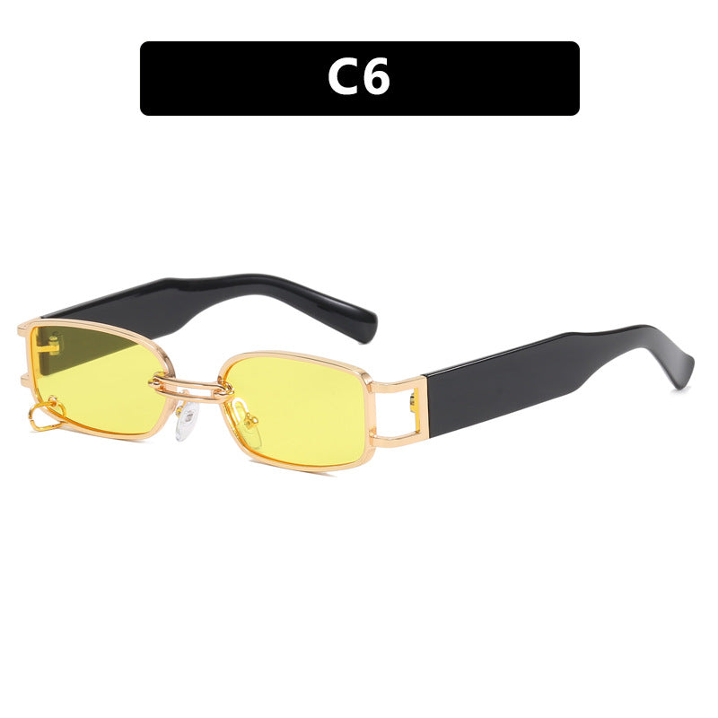 Damen modische Sonnenbrille mit innovativem rechteckigem Design und elegante Metallakzenten Karnz