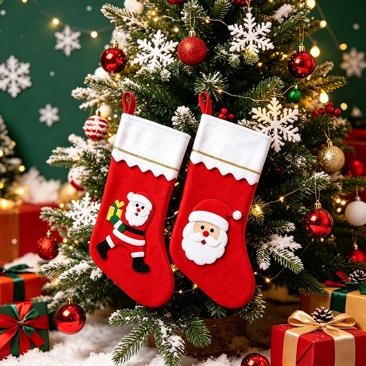 Niedlicher Weihnachtsstrumpf mit festlichen Motiven Karnz