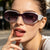 Damen modische Sonnenbrille im kantigen Design mit UV-Schutz Karnz