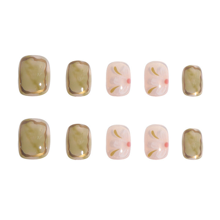 Künstlerisches Floral Press-On Nagelset Karnz