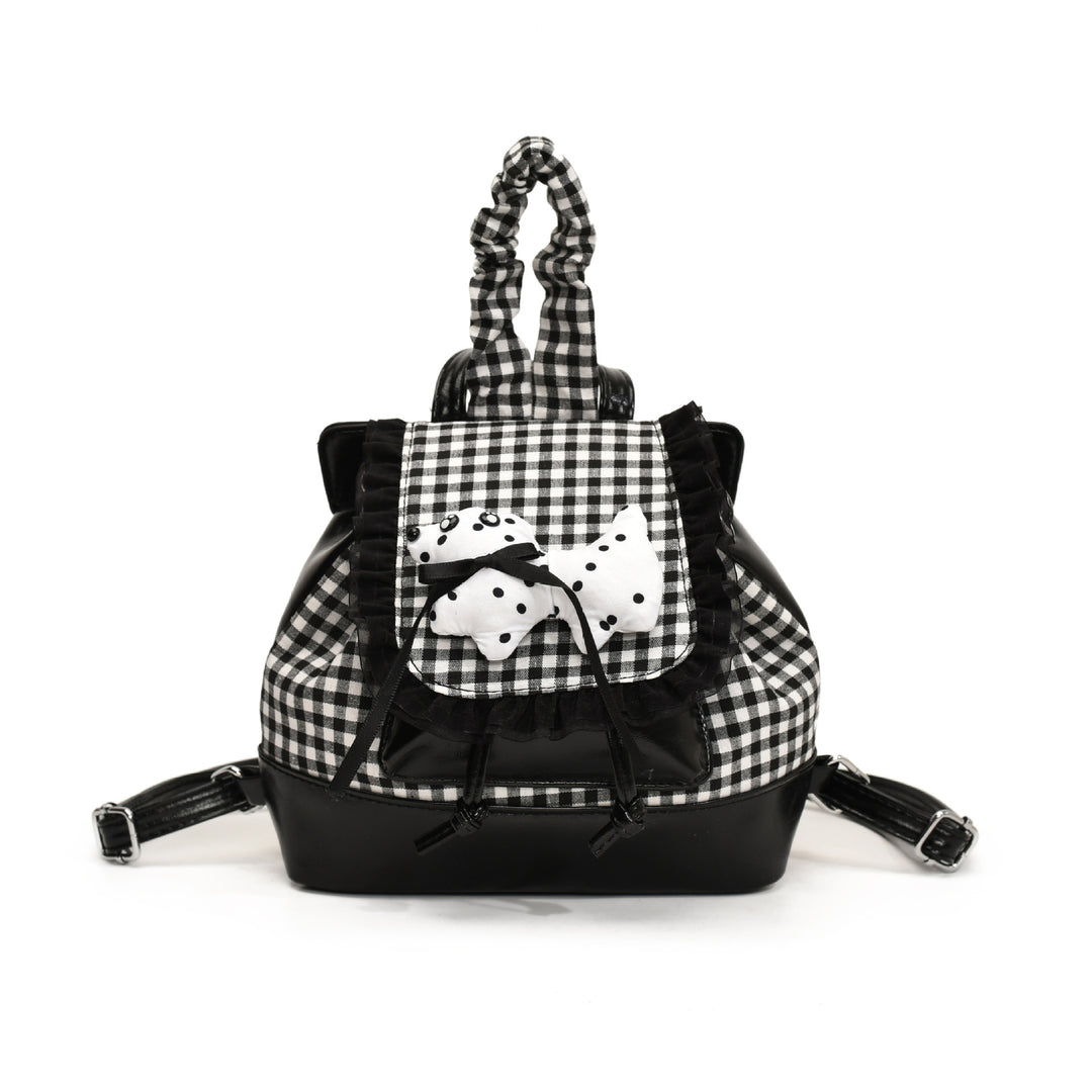 Verspielter Rucksack mit Karomuster und Tierapplikation Karnz