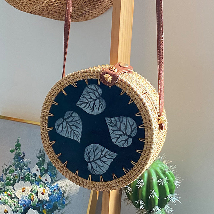 Damen Runde Korbtasche Karnz