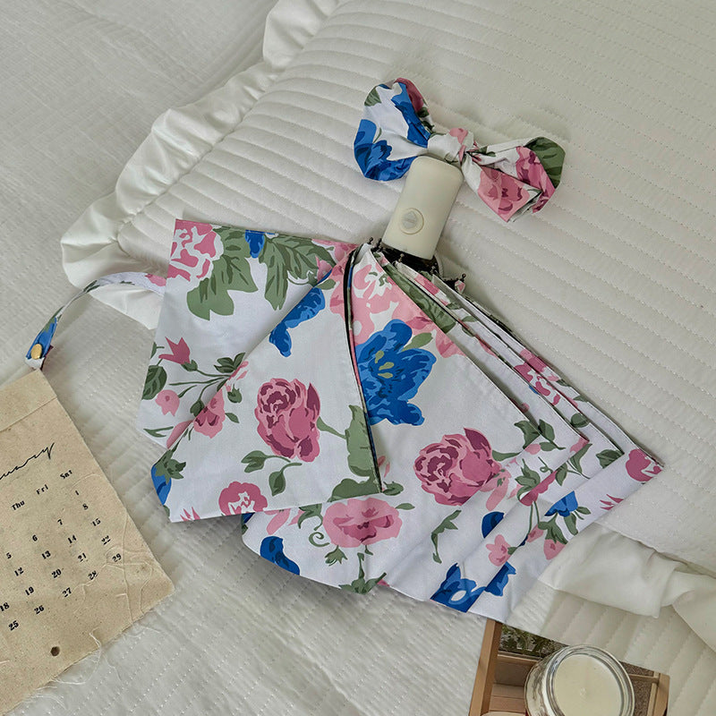 Damen Faltregenschirm mit hochwertigem Blumendesign Karnz