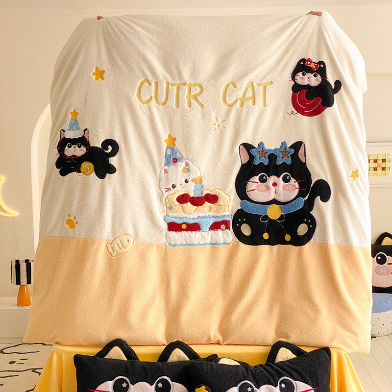 Kuschelige Baby‑Fleecedecke mit Pinguinapplikation und Spieldecken‑Design