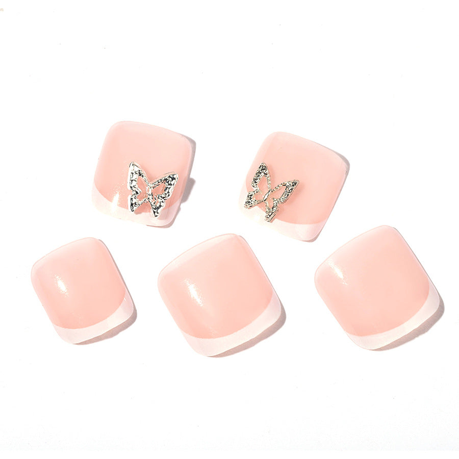 Elegantes dekoratives Press-On-Nagelset mit Schmetterlingsakzenten Karnz