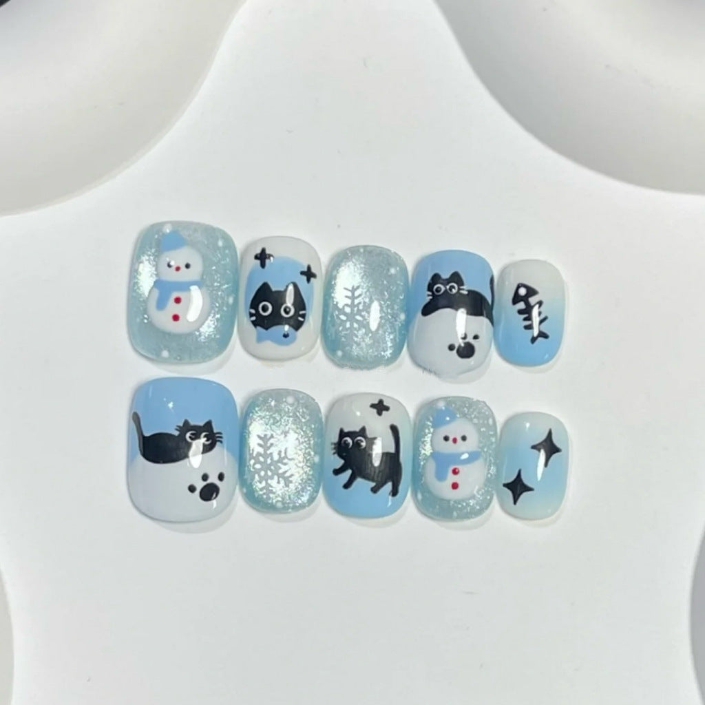 Thematisches Press-On Nagelkunstset mit Winterillustrationen