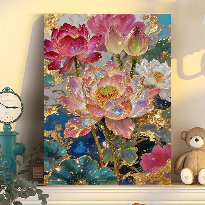 Luxuriöse florale abstrakte Leinwand Wandkunst Karnz