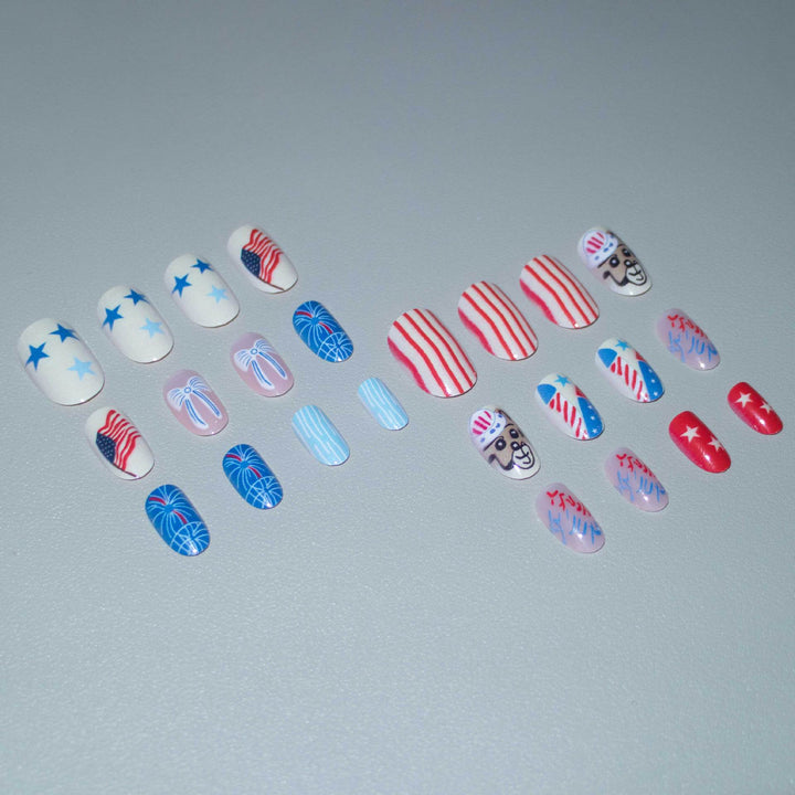Kreatives Unabhängigkeitstag-Nagelkunst-Set