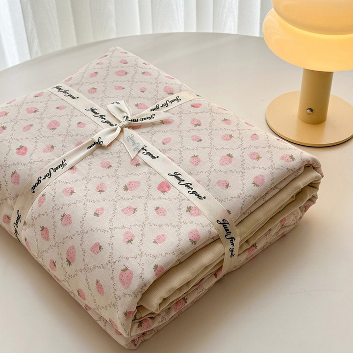 Plaid Baumwollsatin Bettbezug und Kissenbezug Bettwäsche Set