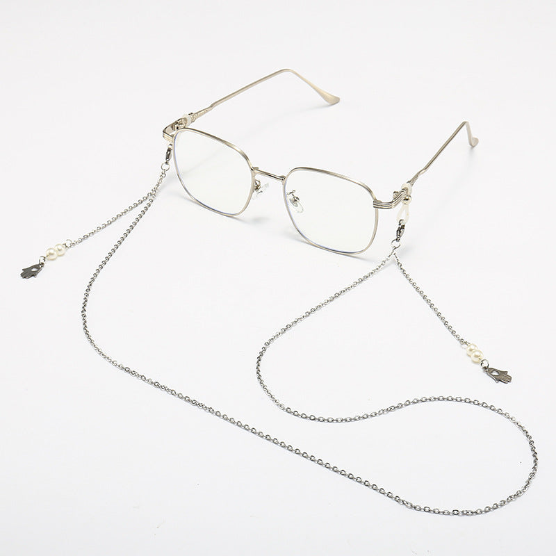 Chic Quadratrahmen Brille mit dekorativer Kette Karnz