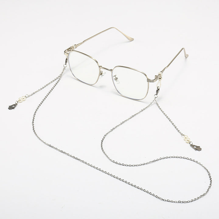 Chic Quadratrahmen Brille mit dekorativer Kette Karnz