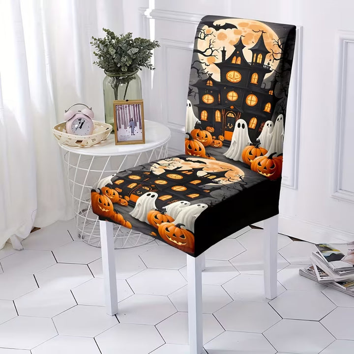 Premium Stretch-Stuhlbezug für Esszimmerstühle mit viktorianischem Skelett- und Rosenprint