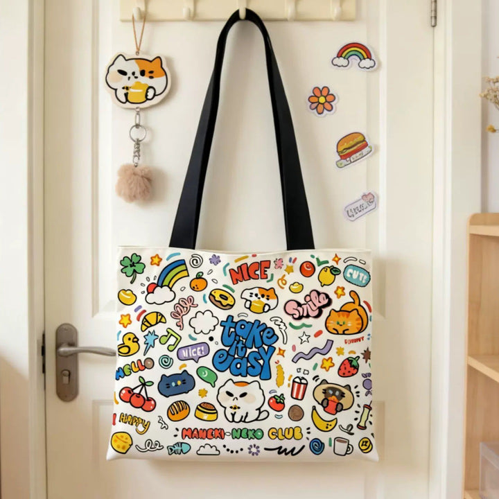 Trendige illustrierte Canvas-Tote-Tasche