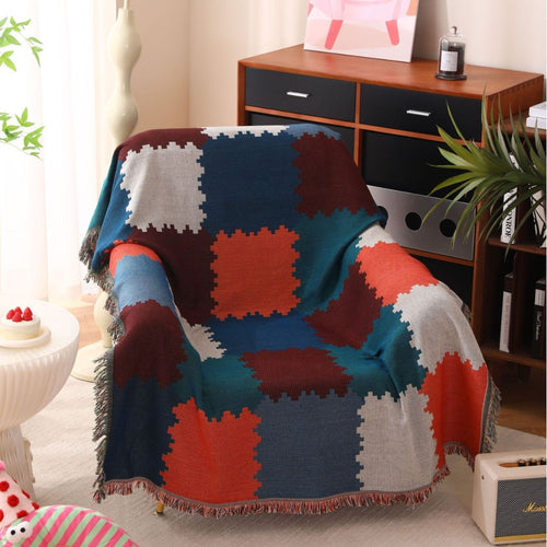 Strukturiertes Patchwork-Design Wurfdecke