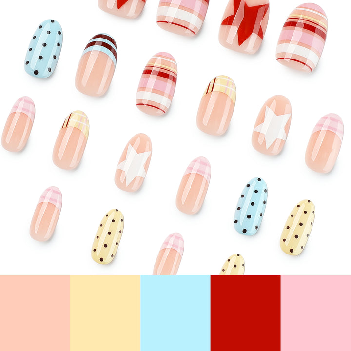 Kunstvolle Nagelkunst mit buntem Design Karnz