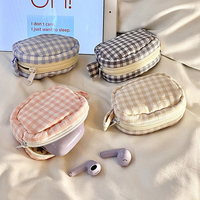 Handgefertigte Kosmetiktasche Im Gingham-Design Karnz