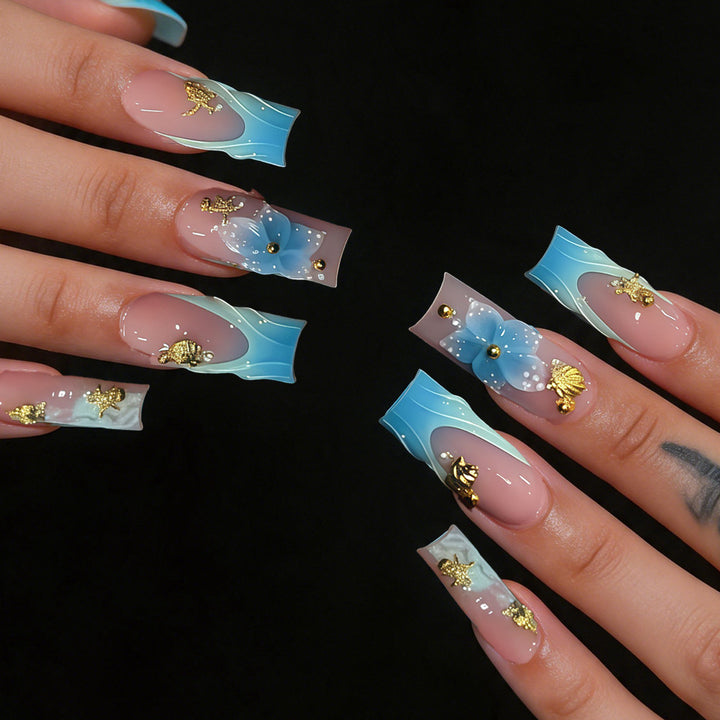 3D Blumen Design Druck-On-Nagel Set Karnz