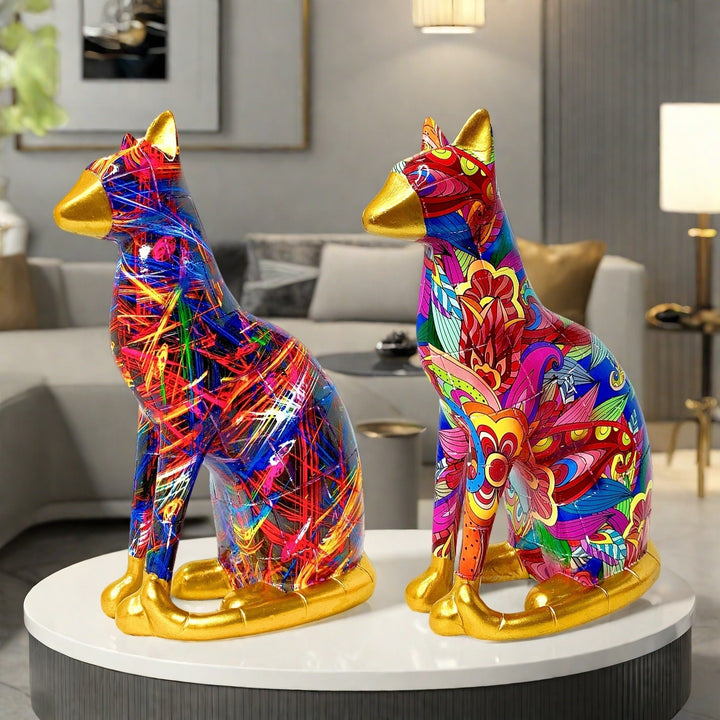 Dekorative Katzenstatue im modernen Kunststil Karnz