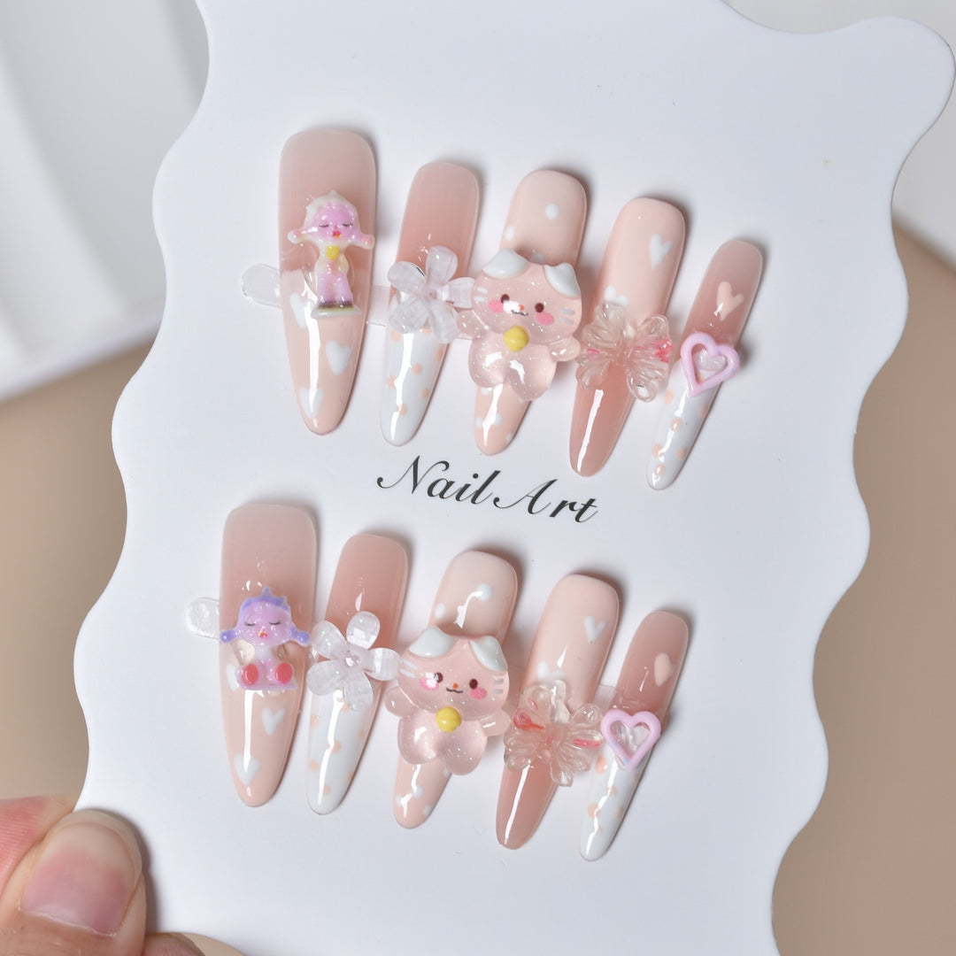 Verspielt 3D Charakter-Themen Press-On Nagelset Karnz