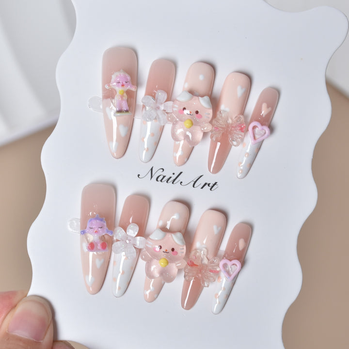 Verspielt 3D Charakter-Themen Press-On Nagelset Karnz