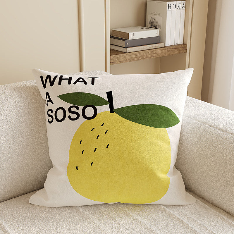 Decorative Square Throw Pillow Cover with Watercolor Lychee Botanical Print and Hidden Zipper