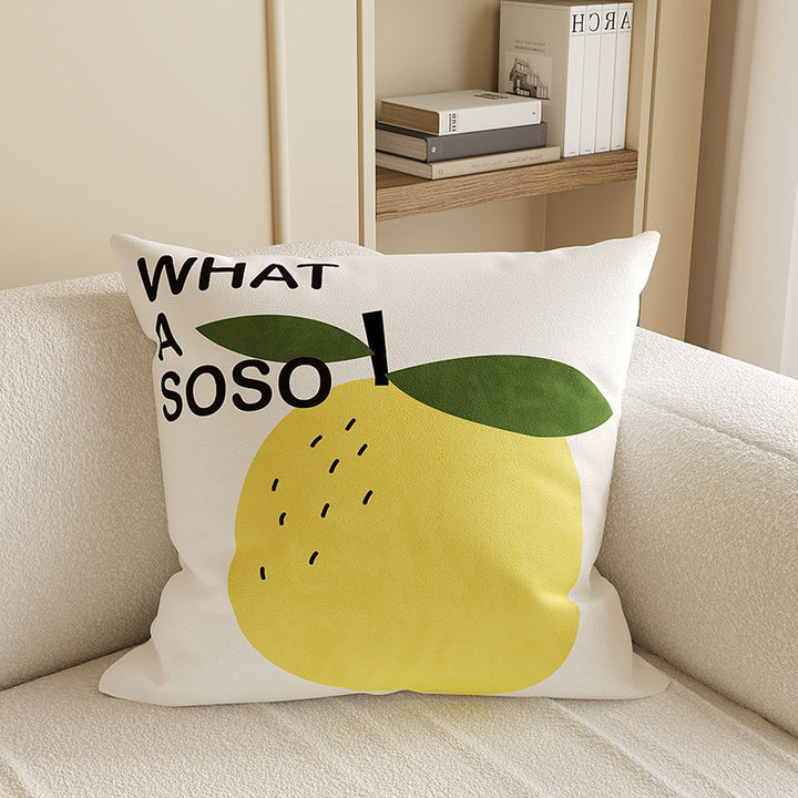 Decorative Square Throw Pillow Cover with Watercolor Lychee Botanical Print and Hidden Zipper