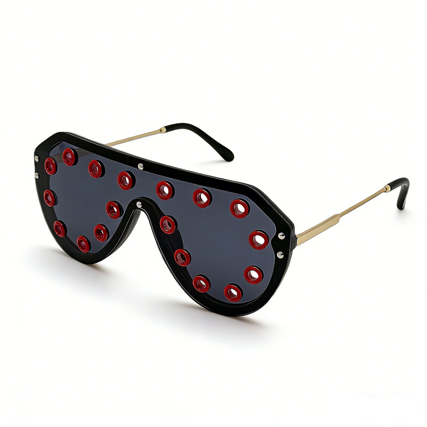 Damen Statement-Sonnenbrille im futuristischen Design mit dekorativen Elementen Karnz