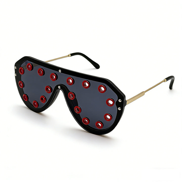 Damen Statement-Sonnenbrille im futuristischen Design mit dekorativen Elementen Karnz