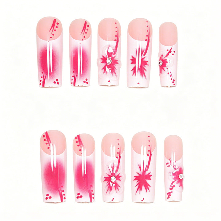 Künstlerisches Floral Stiletto Nagelkunst Set Karnz