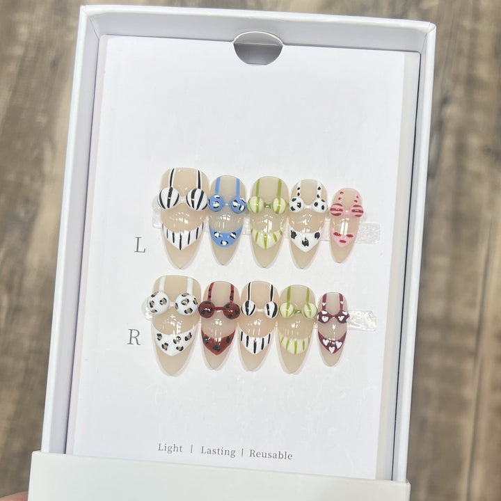 Dekorativer Floral Stiletto Press-On Nail Set Karnz