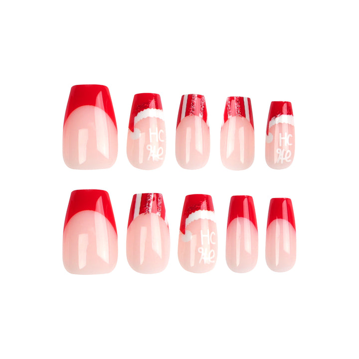 Künstliche Nagelverlängerungen im festlichen Weihnachtsdesign Karnz