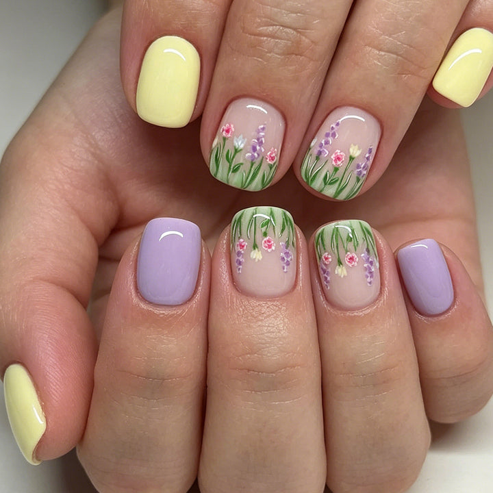 Blumenmuster Press-On Nail Art Karnz
