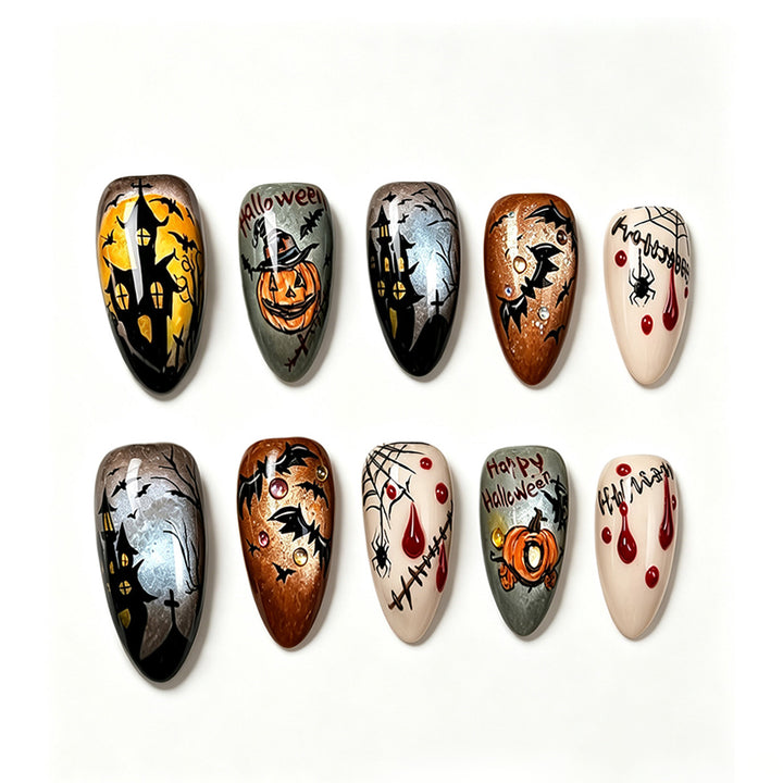 Kreatives Kunstnagelset mit Halloween-Motiven Karnz