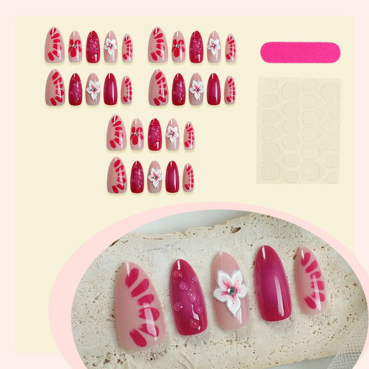 Floral Art Press-On Nagelset mit 3D Akzenten Karnz